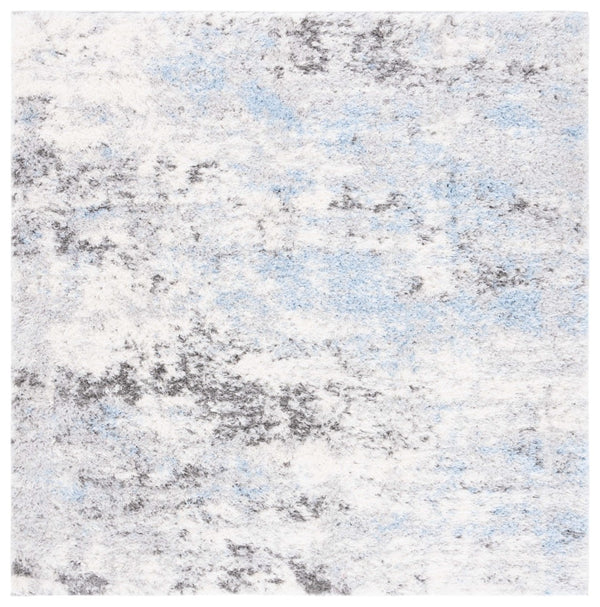 Safavieh Lindsay Shag 556 Power Loomed Shag & Flokati Rug Grey / Blue Ivory 6'-7" x 6'-7" Square