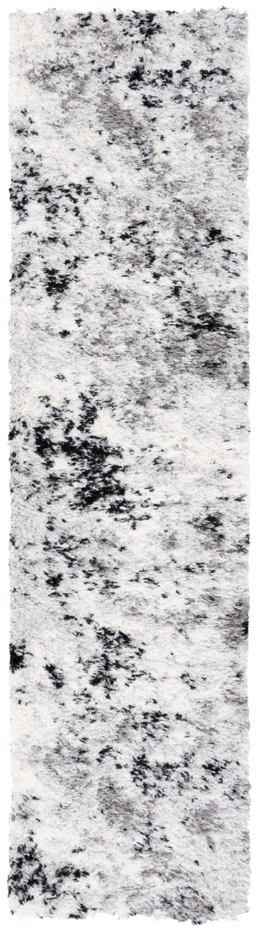 Safavieh Lindsay Shag 556 Power Loomed Shag & Flokati Rug Grey / Black Ivory 2'-2" x 8'