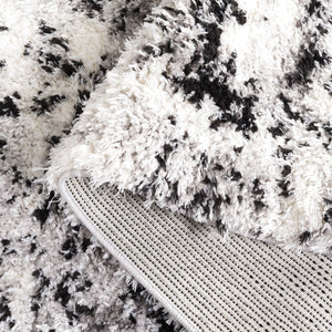 Safavieh Lindsay Shag 556 Power Loomed Shag & Flokati Rug Grey / Black Ivory 8' x 10'