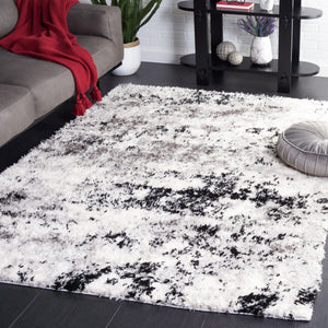 Safavieh Lindsay Plush Shag Rug In Grey Black Ivory — Luxurious Flokati Texture, Durable Power-Loomed Comfort 10'-0" x 14'-0" LNS556G-10