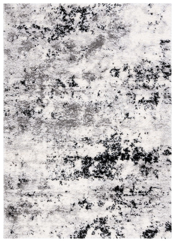 Safavieh Lindsay Shag 556 Power Loomed Shag & Flokati Rug Grey / Black Ivory 8' x 10'