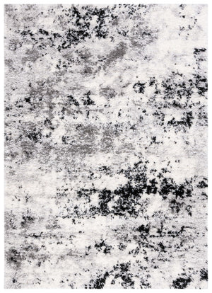 Safavieh Lindsay Shag 556 Power Loomed Shag & Flokati Rug Grey / Black Ivory 5'-3" x 7'-6"