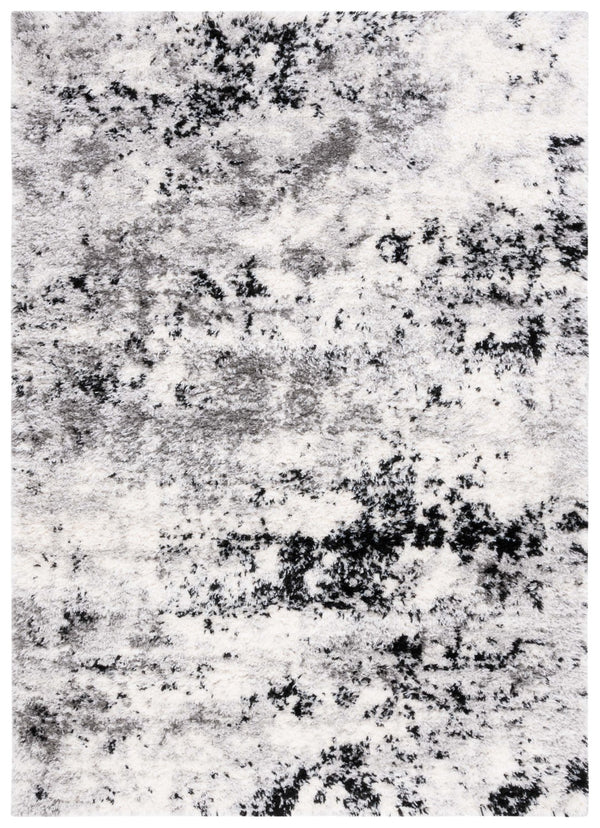 Safavieh Lindsay Shag 556 Power Loomed Shag & Flokati Rug Grey / Black Ivory 5'-3" x 7'-6"
