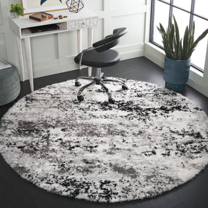 Safavieh Lindsay Plush Shag Area Rug In Grey Black Ivory — 1.875" High Pile, Soft Power-Loomed Turkish Quality 6'-0" x 9'-0" LNS556G-6