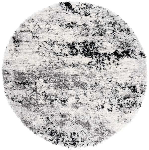Safavieh Lindsay Plush Shag Area Rug In Grey Black Ivory — 1.875" High Pile, Soft Power-Loomed Turkish Quality 6'-0" x 9'-0" LNS556G-6