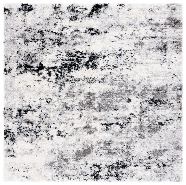 Safavieh Lindsay Shag 556 Power Loomed Shag & Flokati Rug Grey / Black Ivory 8' x 10'