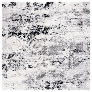 Safavieh Lindsay Shag 556 Power Loomed Shag & Flokati Rug Grey / Black Ivory 6'-7" x 6'-7" Square