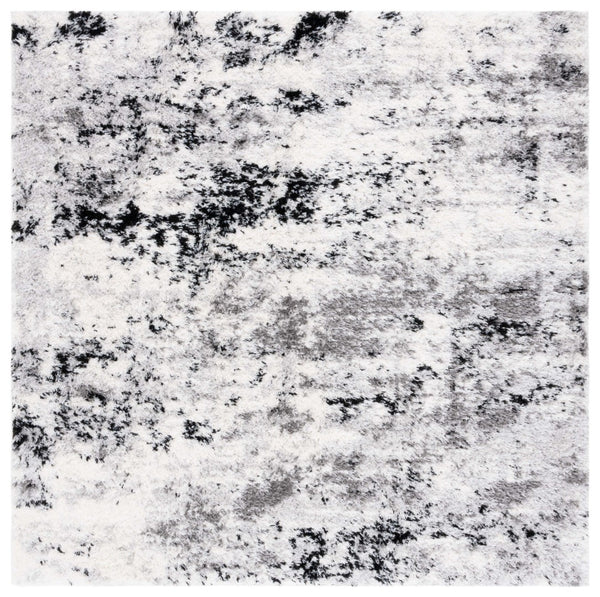 Safavieh Lindsay Shag 556 Power Loomed Shag & Flokati Rug Grey / Black Ivory 6'-7" x 6'-7" Square