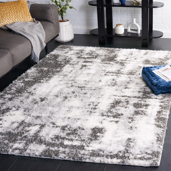 Safavieh Lindsay Shag 558 Power Loomed Shag & Flokati Rug Dark Grey / Grey 9' x 12'