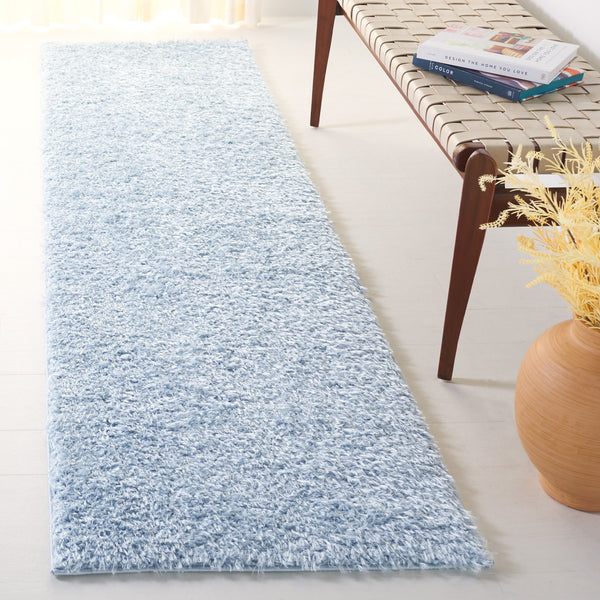 Safavieh Lindsay Plush Aqua Shag Runner — Power-Loomed Turkish Craft, 1 7/8" Pile For Soft Comfort & Style 2'-2" x 7'-0" LNS560J-27