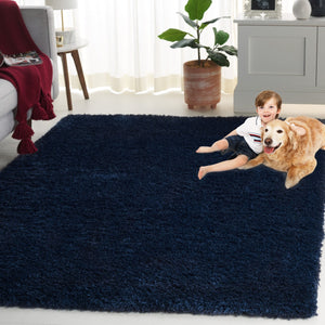 Safavieh Lindsay Shag 560 LNS560 Power Loomed Shag & Flokati Rug Navy LNS560N-7SQ