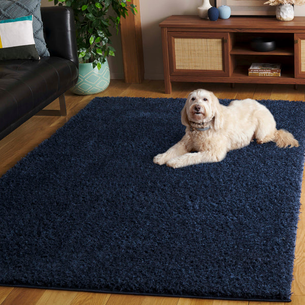 Safavieh Lindsay Shag Area Rug - Plush, Durable, And Stylish For Any Space - Turkish Craftsmanship And Elegance Navy Polyester Lns560n-6
