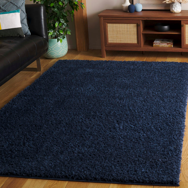 Safavieh Lindsay Shag Area Rug - Plush, Durable, And Stylish For Any Space - Turkish Craftsmanship And Elegance Navy Polyester Lns560n-6