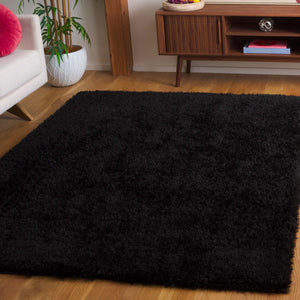 Safavieh Lindsay Luxurious Black Shag Rug — Plush 1.875" Pile, Power-Loomed Turkey, Soft Stain-Resistant Texture 3'-0" x 5'-0" LNS560Z-3