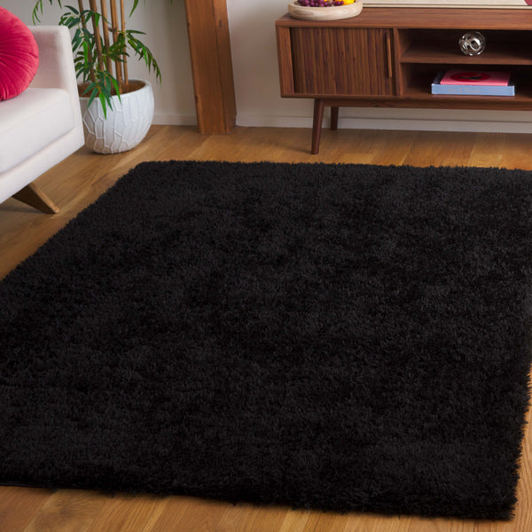 Safavieh Lindsay Luxurious Black Shag Rug — Plush 1.875" Pile, Power-Loomed Turkey, Soft Stain-Resistant Texture 3'-0" x 5'-0" LNS560Z-3