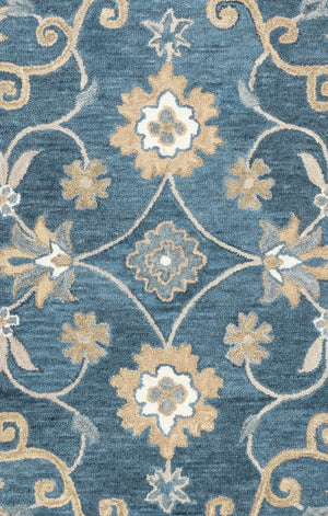 Rizzy Leone LO9985 Hand Tufted Transitional Wool Rug Blue 9' x 12'