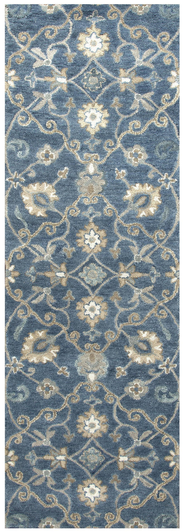 Rizzy Leone LO9985 Hand Tufted Transitional Wool Rug Blue 2'6" x 8'