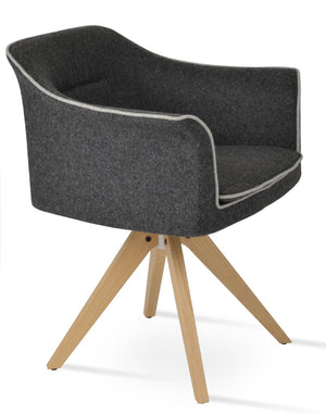 Soho Concept London Wood Armchair Dining Chair - Premium Camira Blazer Fabric, 10-year Guarantee & Ergonomic Design Dark Grey  Soho-concept-dining-chair-04510