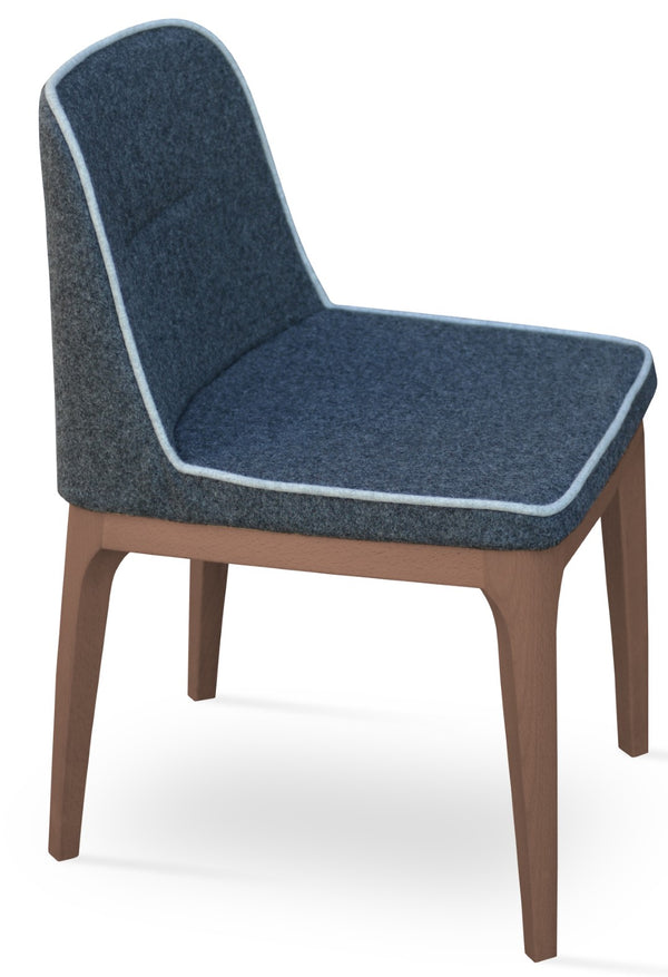 Soho Concept London Wood Chair – Elegant Dining Chair In Camira Blazer Wool, Walnut Frame, Light Grey Fabric, 10-year Guarantee Walnut,Dark Grey  Soho-concept-dining-chair-04522