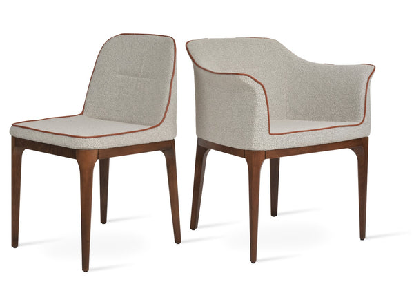 Soho Concept Solid Steel Dining Chair - Elegant Black Paint Or Chrome Finish With Durable Boucle, Velvet, Nubuck Fabrics White,Grey  Soho-concept-dining-chair-04525