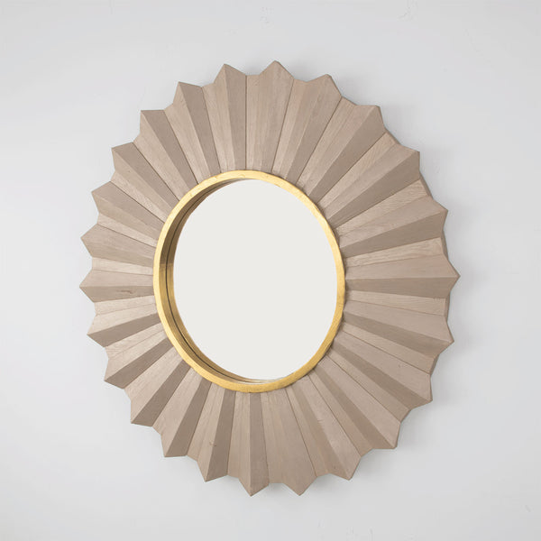 Zeugma Louis Elegant French Sunburst Mirror In Solid Wood Frame - Classic Home Decor Accent Piece Antiqued Champagne Leaf With Gold Leaf Wood And Mirror Louis Champagne Sunburst