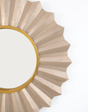 Zeugma Louis Elegant French Sunburst Mirror In Solid Wood Frame - Classic Home Decor Accent Piece Antiqued Champagne Leaf With Gold Leaf Wood And Mirror Louis Champagne Sunburst