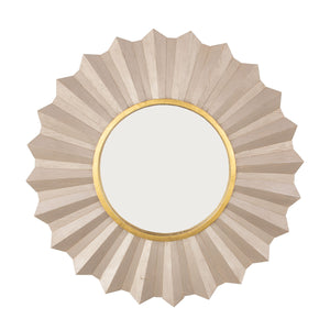 Zeugma Louis Elegant French Sunburst Mirror In Solid Wood Frame - Classic Home Decor Accent Piece Antiqued Champagne Leaf With Gold Leaf Wood And Mirror Louis Champagne Sunburst