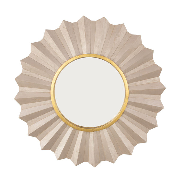 Zeugma Louis Elegant French Sunburst Mirror In Solid Wood Frame - Classic Home Decor Accent Piece Antiqued Champagne Leaf With Gold Leaf Wood And Mirror Louis Champagne Sunburst
