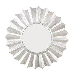 Zeugma Louis Elegant French Sunburst Mirror In Solid Wood Frame - Classic Home Decor Accent Piece Antiqued Silver Leaf Wood And Mirror Louis Silver Sunburst