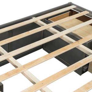 English Elm King Platform Bed Six Storage Drawers No Box Spring Minimalist Scandinavian Bedroom Antique Gray LP000146AAE