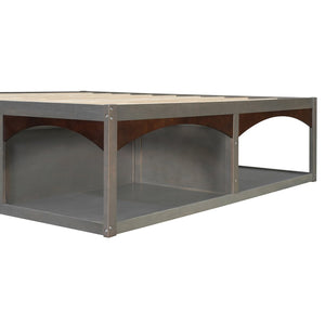 English Elm King Platform Bed Six Storage Drawers No Box Spring Minimalist Scandinavian Bedroom Antique Gray LP000146AAE