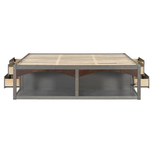 English Elm King Platform Bed Six Storage Drawers No Box Spring Minimalist Scandinavian Bedroom Antique Gray LP000146AAE