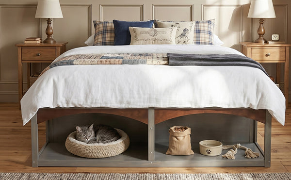 English Elm King Platform Bed Six Storage Drawers No Box Spring Minimalist Scandinavian Bedroom Antique Gray LP000146AAE