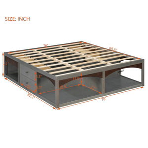 English Elm King Platform Bed Six Storage Drawers No Box Spring Minimalist Scandinavian Bedroom Antique Gray LP000146AAE