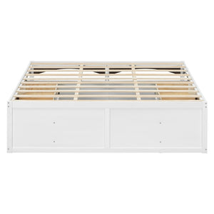 English Elm King Platform Bed Six Storage Drawers No Box Spring Minimalist Scandinavian Bedroom White LP000146AAK