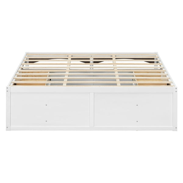 English Elm King Platform Bed Six Storage Drawers No Box Spring Minimalist Scandinavian Bedroom White LP000146AAK