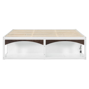 English Elm King Platform Bed Six Storage Drawers No Box Spring Minimalist Scandinavian Bedroom White LP000146AAK