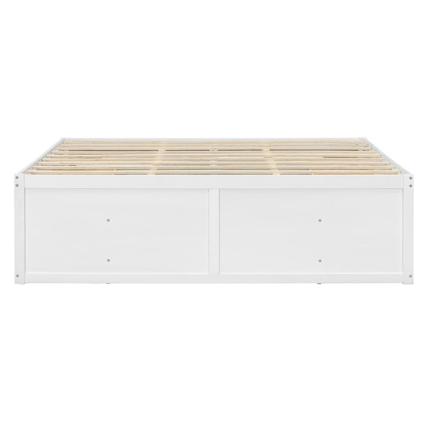 English Elm King Platform Bed Six Storage Drawers No Box Spring Minimalist Scandinavian Bedroom White LP000146AAK