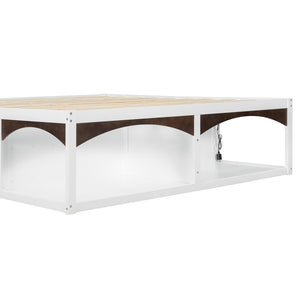 English Elm King Platform Bed Six Storage Drawers No Box Spring Minimalist Scandinavian Bedroom White LP000146AAK