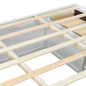 English Elm King Platform Bed Six Storage Drawers No Box Spring Minimalist Scandinavian Bedroom White LP000146AAK