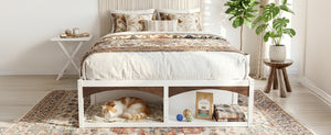 English Elm King Platform Bed Six Storage Drawers No Box Spring Minimalist Scandinavian Bedroom White LP000146AAK