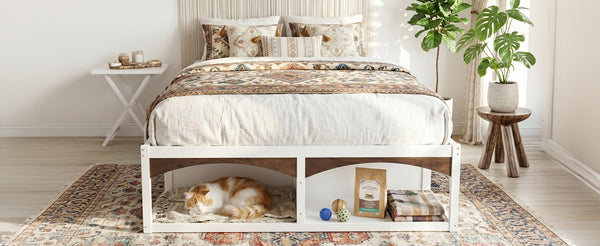 English Elm King Platform Bed Six Storage Drawers No Box Spring Minimalist Scandinavian Bedroom White LP000146AAK
