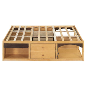 English Elm King Platform Bed Six Storage Drawers No Box Spring Minimalist Scandinavian Bedroom Natural LP000146AAN