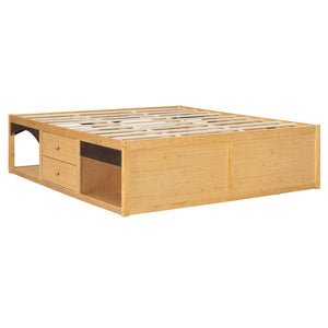 English Elm King Platform Bed Six Storage Drawers No Box Spring Minimalist Scandinavian Bedroom Natural LP000146AAN