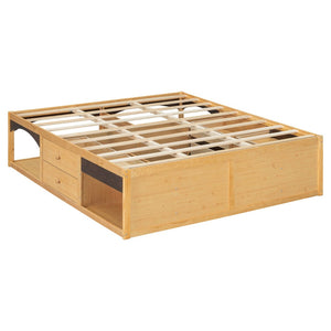 English Elm King Platform Bed Six Storage Drawers No Box Spring Minimalist Scandinavian Bedroom Natural LP000146AAN