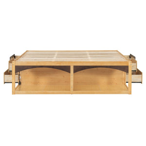 English Elm King Platform Bed Six Storage Drawers No Box Spring Minimalist Scandinavian Bedroom Natural LP000146AAN