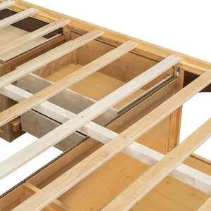 English Elm King Platform Bed Six Storage Drawers No Box Spring Minimalist Scandinavian Bedroom Natural LP000146AAN