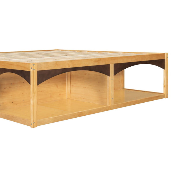 English Elm King Platform Bed Six Storage Drawers No Box Spring Minimalist Scandinavian Bedroom Natural LP000146AAN