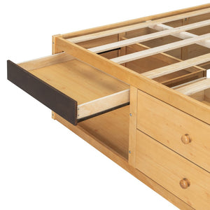 English Elm King Platform Bed Six Storage Drawers No Box Spring Minimalist Scandinavian Bedroom Natural LP000146AAN