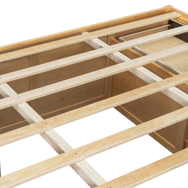 English Elm King Platform Bed Six Storage Drawers No Box Spring Minimalist Scandinavian Bedroom Natural LP000146AAN